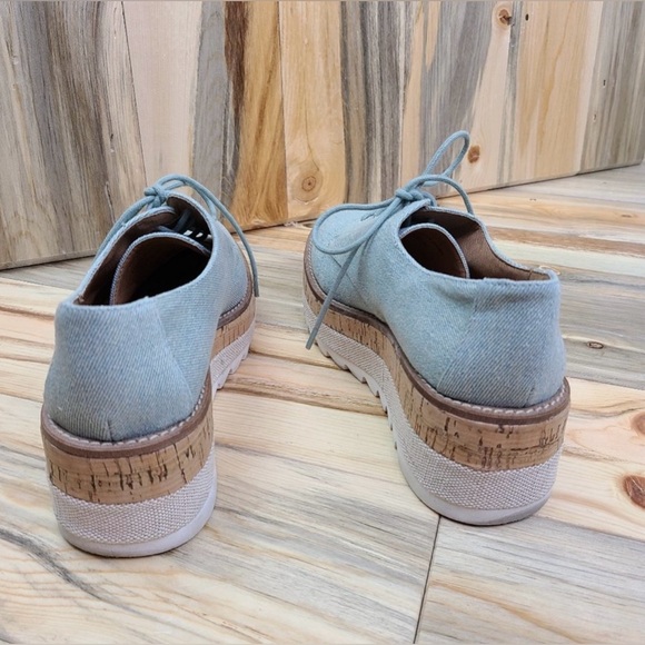 Light Blue Denim Platform Oxfords - Picture 2 of 6
